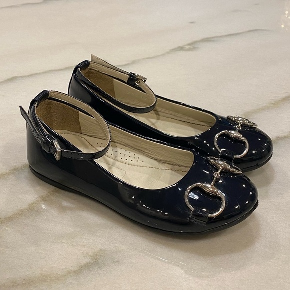 Gucci Other - Gucci Girls Ballet Flats Size 27 US 10.5 Black Patent Leather Horsebit